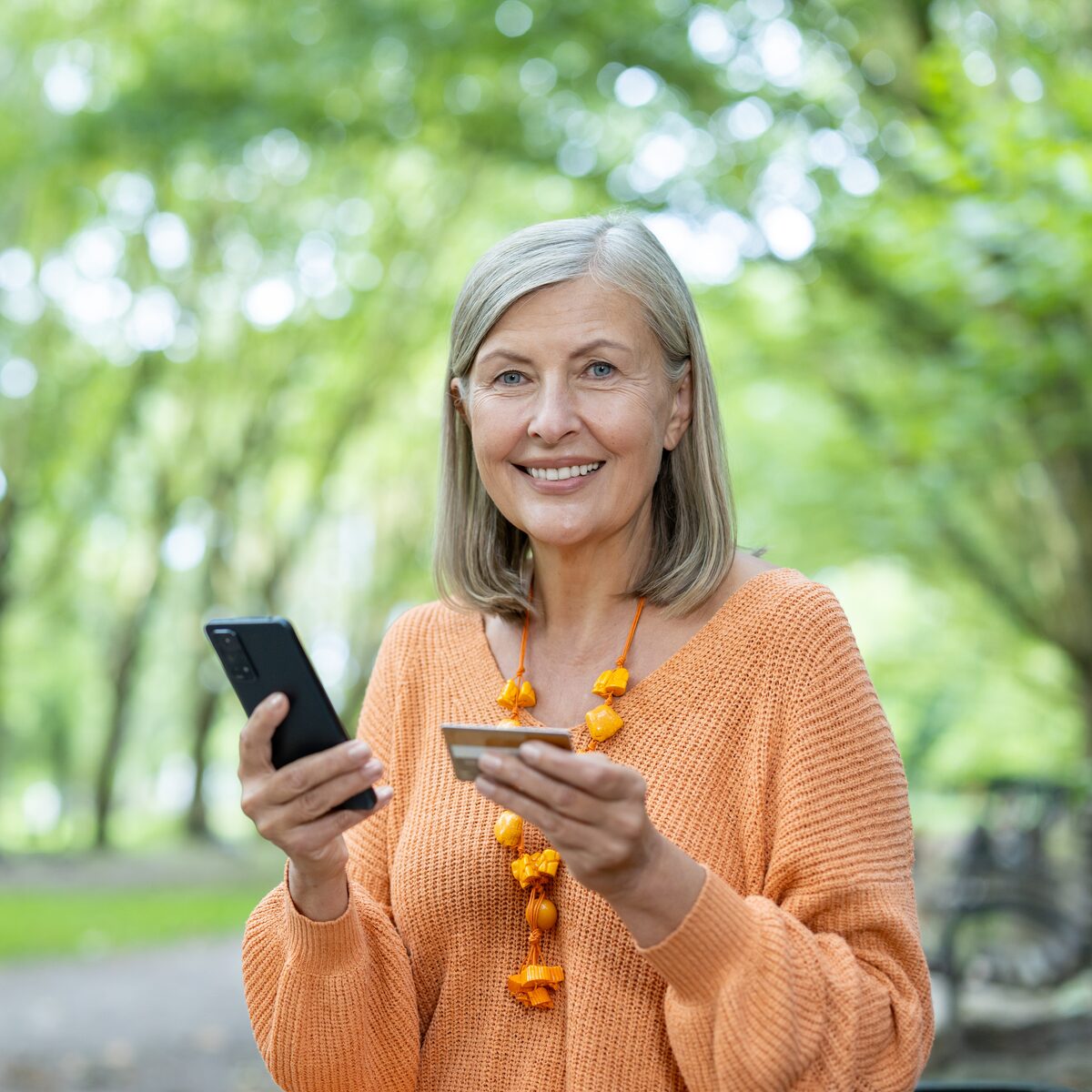 Senior woman reviewing options